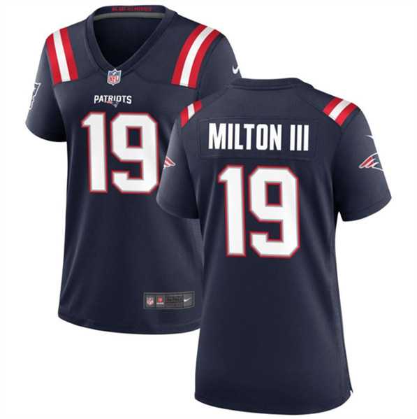 Women%27s New England Patriots #19 Joe Milton III 2024 Navy Stitched Jersey Dzhi->women nfl jersey->Women Jersey